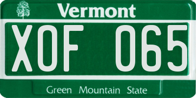 VT license plate XOF065