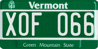 VT license plate XOF066