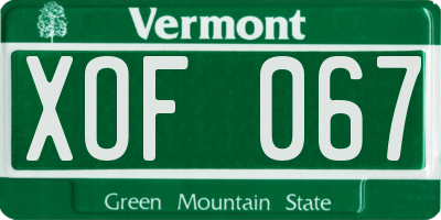 VT license plate XOF067