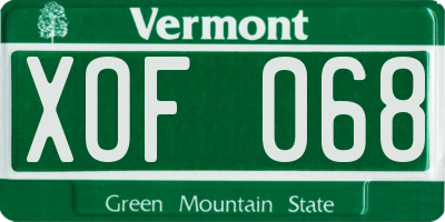 VT license plate XOF068