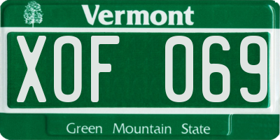 VT license plate XOF069