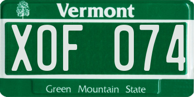 VT license plate XOF074