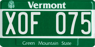 VT license plate XOF075