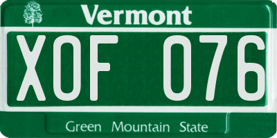 VT license plate XOF076