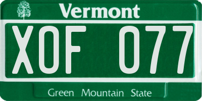 VT license plate XOF077