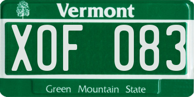 VT license plate XOF083