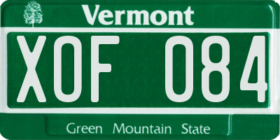 VT license plate XOF084