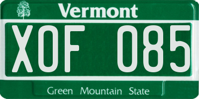 VT license plate XOF085