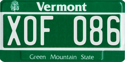 VT license plate XOF086
