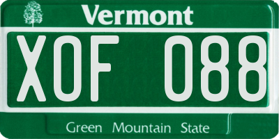 VT license plate XOF088