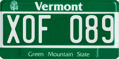 VT license plate XOF089