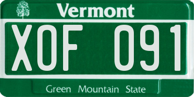 VT license plate XOF091
