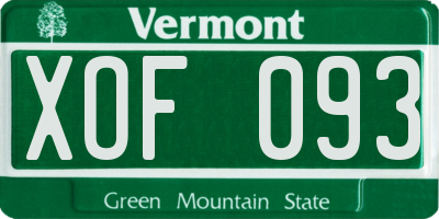 VT license plate XOF093