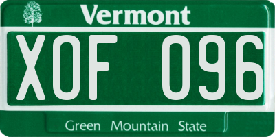 VT license plate XOF096