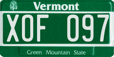 VT license plate XOF097