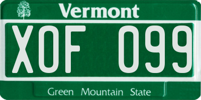 VT license plate XOF099