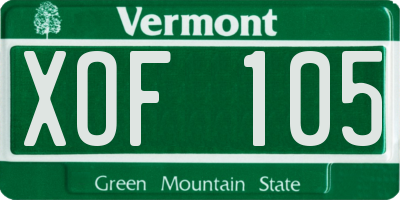 VT license plate XOF105