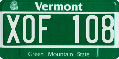 VT license plate XOF108