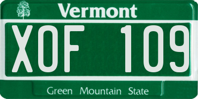 VT license plate XOF109