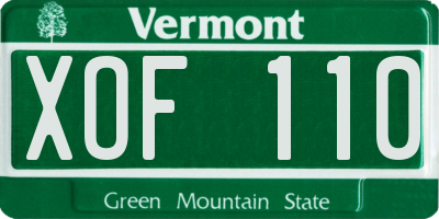 VT license plate XOF110