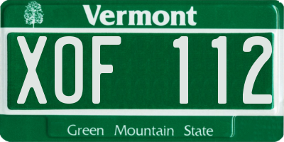 VT license plate XOF112