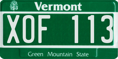 VT license plate XOF113