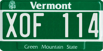 VT license plate XOF114