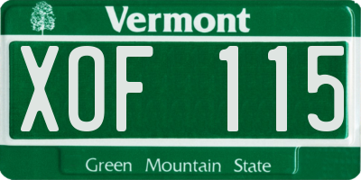 VT license plate XOF115