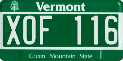 VT license plate XOF116