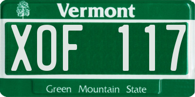VT license plate XOF117