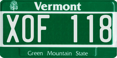 VT license plate XOF118