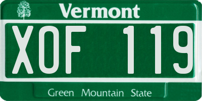 VT license plate XOF119