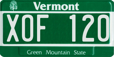 VT license plate XOF120