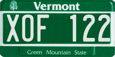 VT license plate XOF122