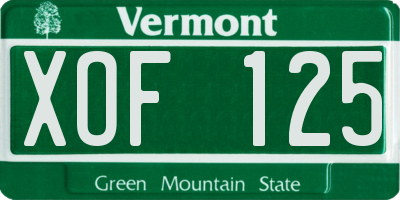 VT license plate XOF125