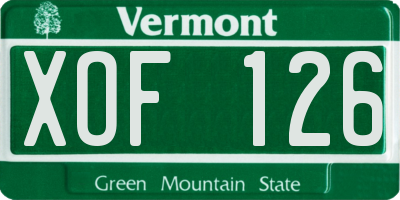 VT license plate XOF126