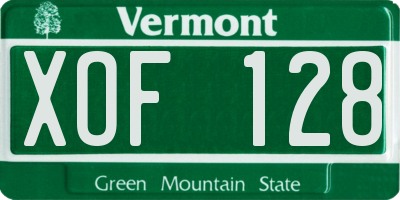 VT license plate XOF128