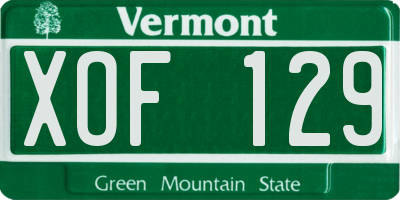 VT license plate XOF129