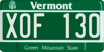 VT license plate XOF130