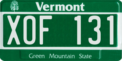 VT license plate XOF131