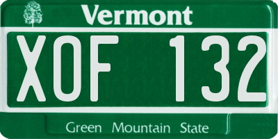 VT license plate XOF132