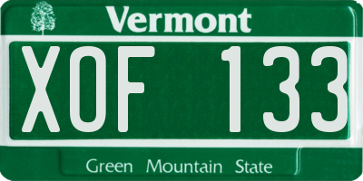 VT license plate XOF133