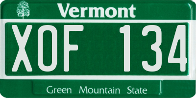 VT license plate XOF134