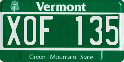 VT license plate XOF135