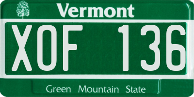 VT license plate XOF136