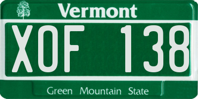 VT license plate XOF138