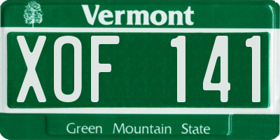 VT license plate XOF141