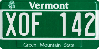 VT license plate XOF142