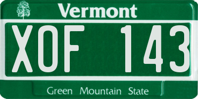 VT license plate XOF143