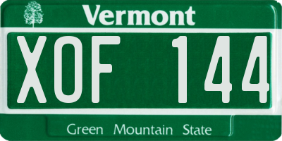 VT license plate XOF144
